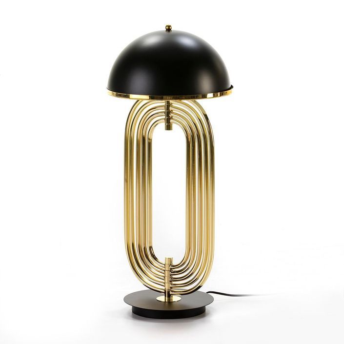 Lampe de table métal doré et noir Sarita H 67 - Photo n°1
