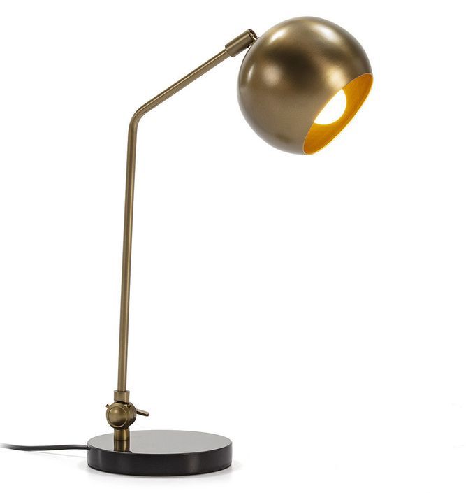 Lampe de table métal doré et pied granite noir Wez - Photo n°1