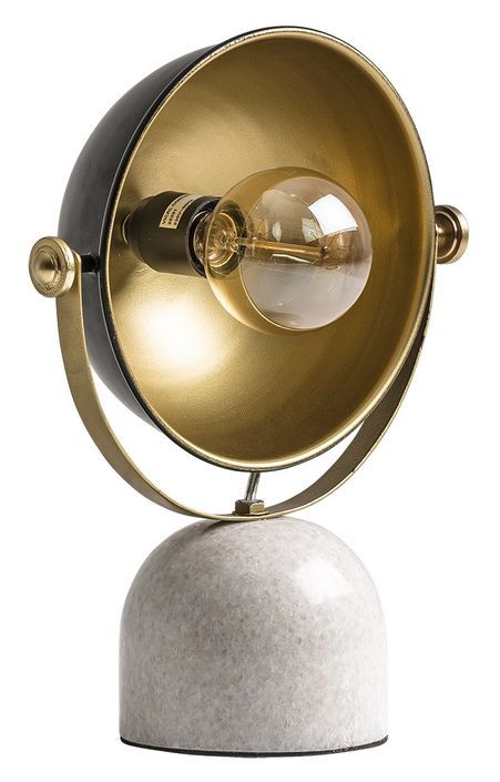 Lampe de table métal doré et socle marbre blanc Miles - Photo n°2