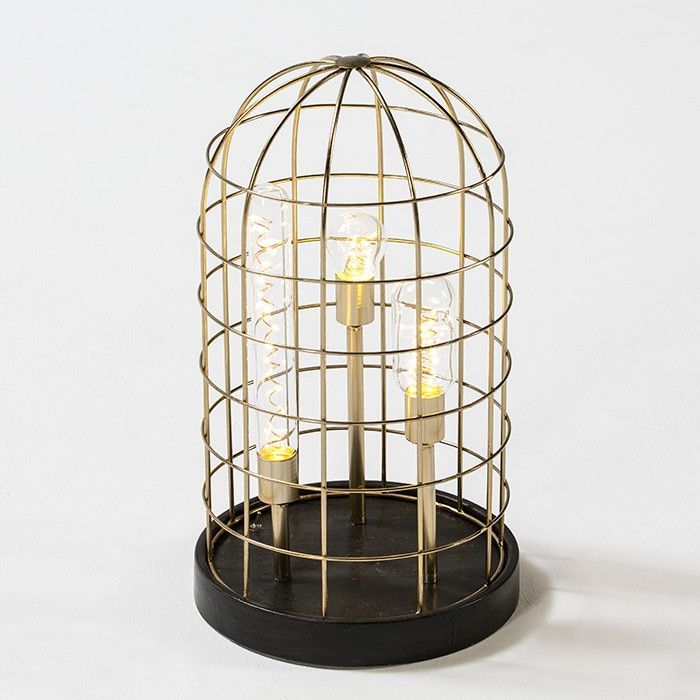 Lampe de table métal doré et socle noir Miali H 40 - Photo n°1