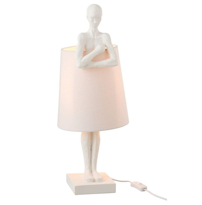 Lampe de table pied figurine résine blanche Ettis - Photo n°2