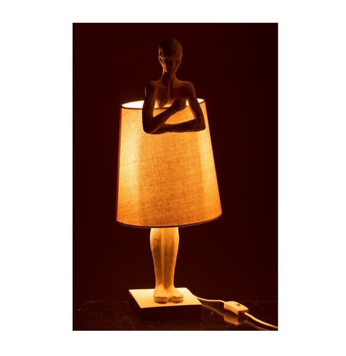 Lampe de table pied figurine résine blanche Ettis - Photo n°3