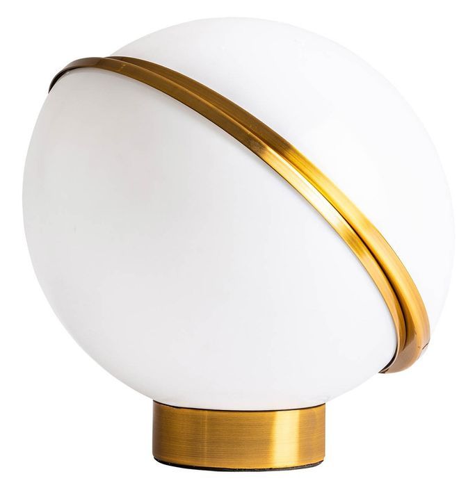 Lampe de table plastique blanc et socle métal doré Ballih - Photo n°1