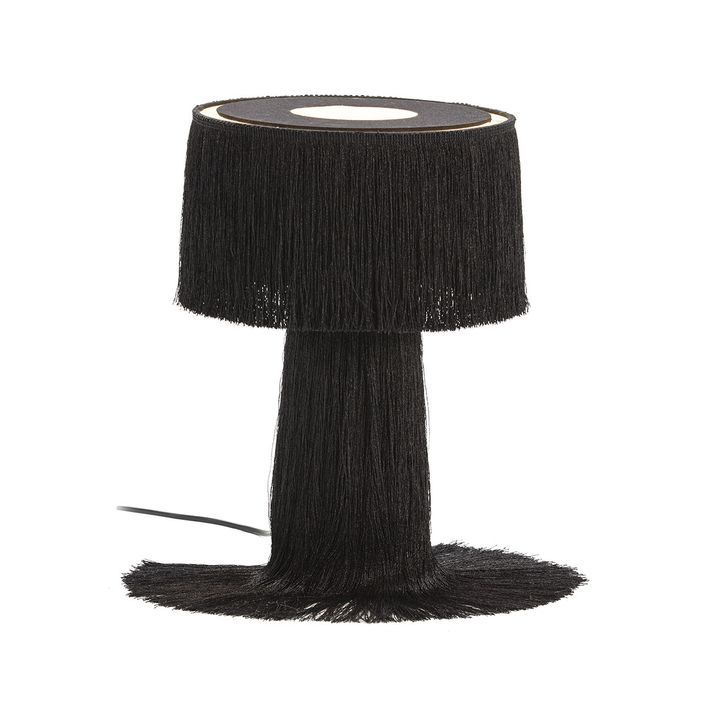 Lampe de table tissu à franges noir Angie 2 - Photo n°1