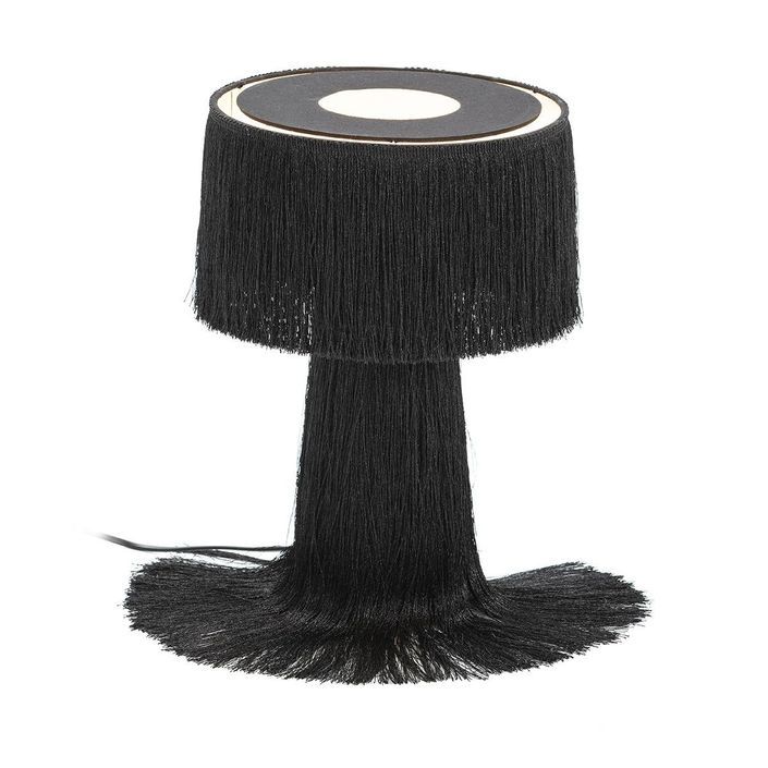Lampe de table tissu à franges noir Angie 2 - Photo n°2