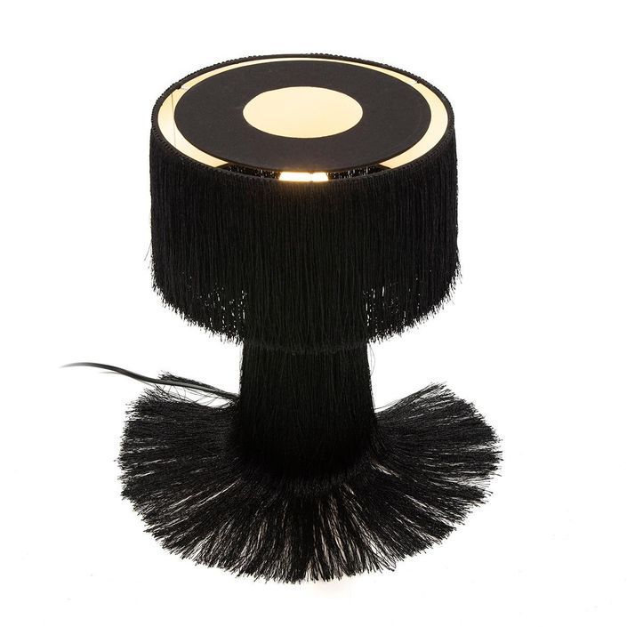 Lampe de table tissu à franges noir Angie 2 - Photo n°3