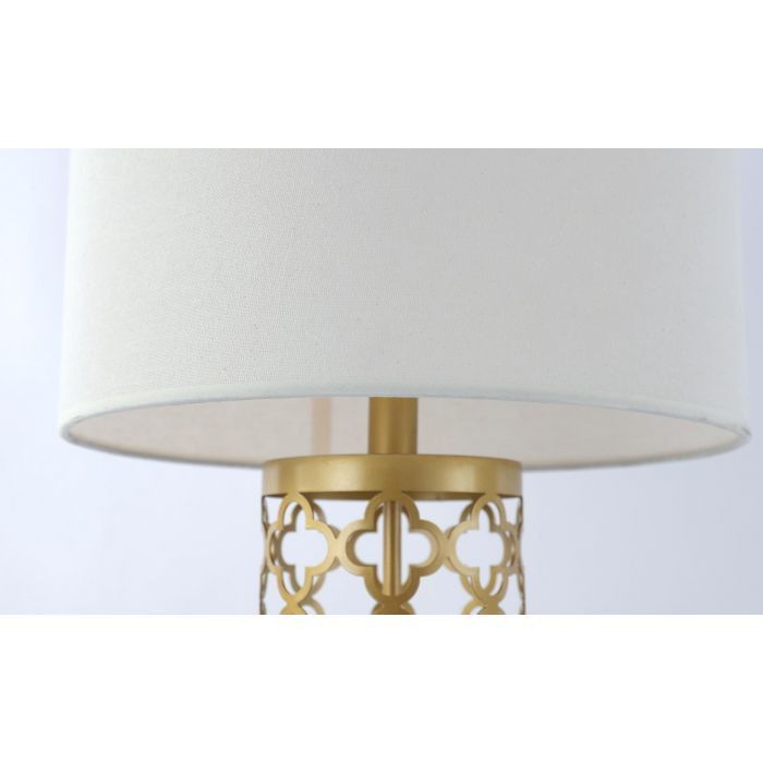 Lampe de table tissu blanc et pied métal doré Sunnyt - Photo n°5