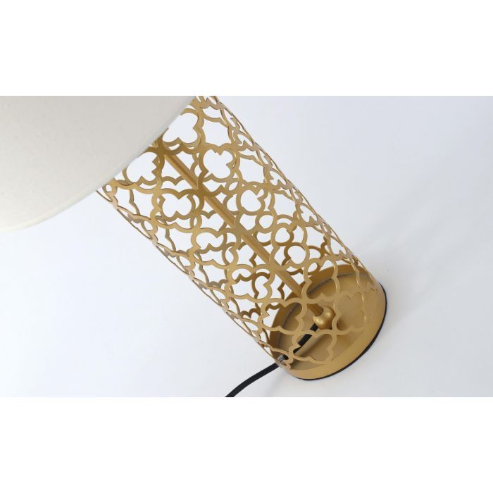 Lampe de table tissu blanc et pied métal doré Sunnyt - Photo n°6