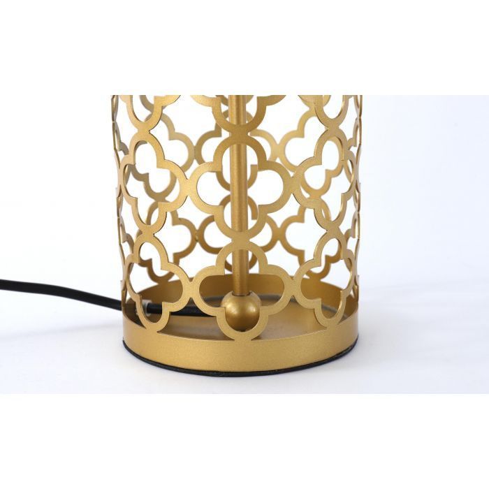 Lampe de table tissu blanc et pied métal doré Sunnyt - Photo n°8