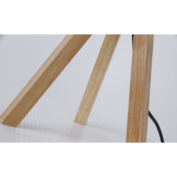 Lampe de table tissu blanc et pieds bois clair Dannew - Photo n°9