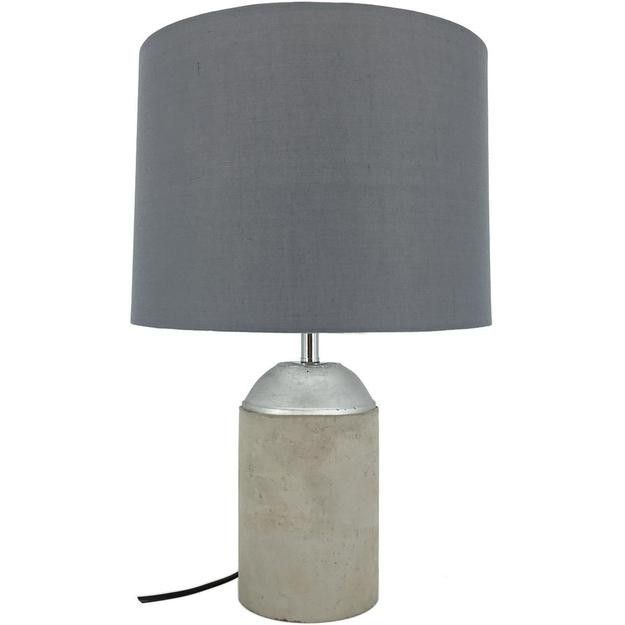 Lampe de table tissu gris et pied béton Rahin H 48 cm - Photo n°1