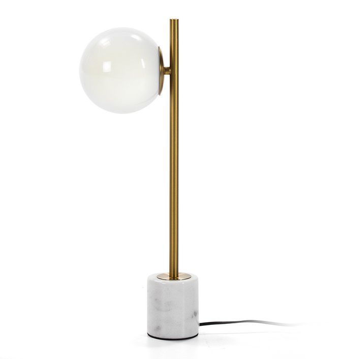 Lampe de table verre blanc et pied métal doré Acippo - Photo n°1