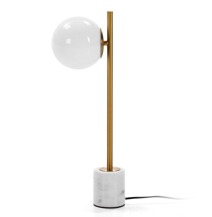 Lampe de table verre blanc et pied métal doré Acippo - Photo n°2