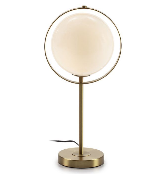 Lampe de table verre blanc et pied métal doré Orepa - Photo n°1