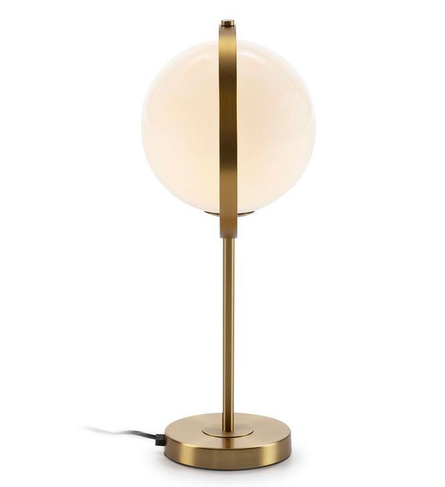 Lampe de table verre blanc et pied métal doré Orepa - Photo n°2