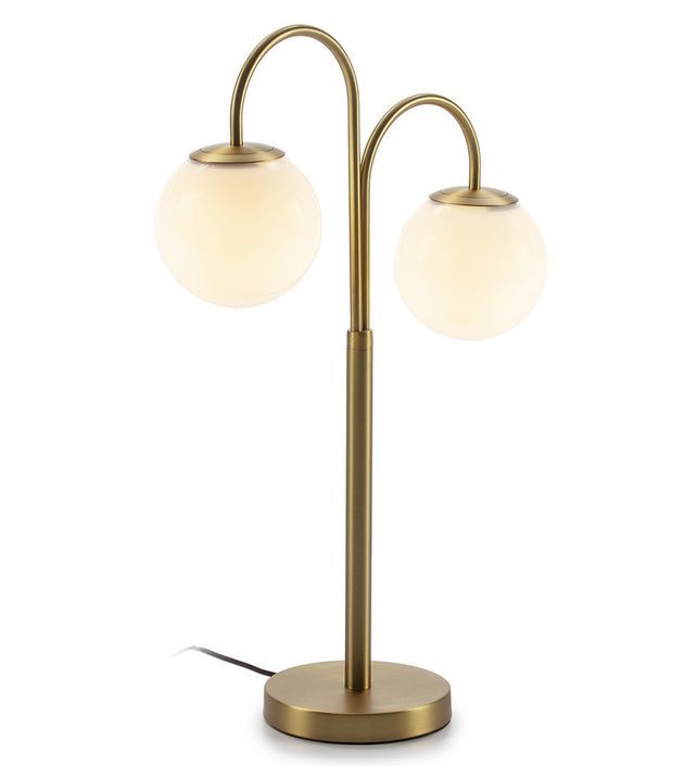 Lampe de table verre blanc et pied métal doré Asseo - Photo n°1