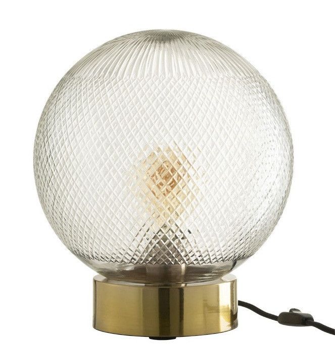 Lampe de table verre et socle métal doré Ysarg - Photo n°1