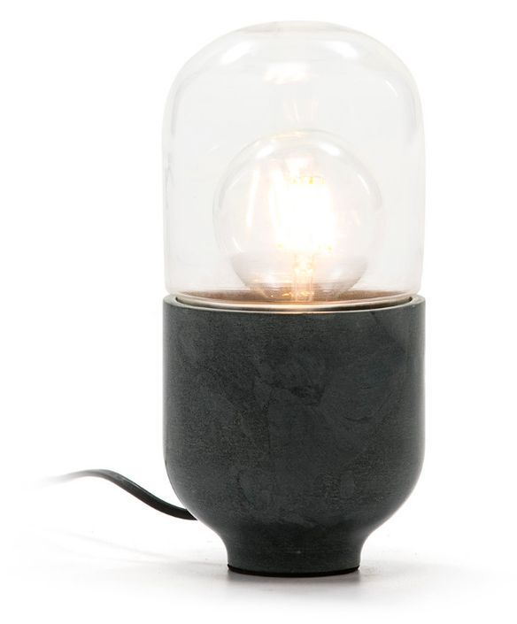 Lampe de table verre transparent et marbre gris Trois - Photo n°1