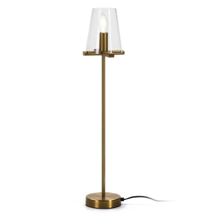 Lampe de table verre transparent et pied métal doré Tickoa - Photo n°1