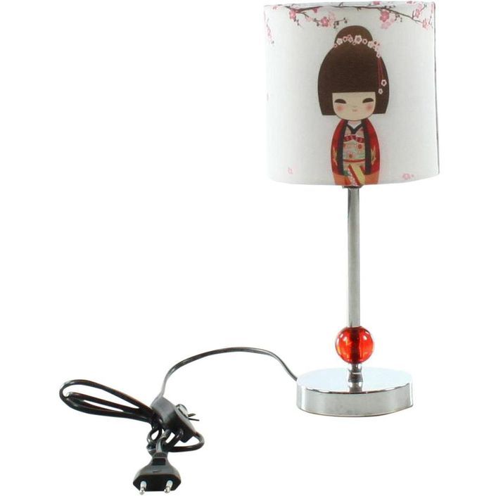 Lampe sur pied chromé décor poupée rouge - Photo n°2
