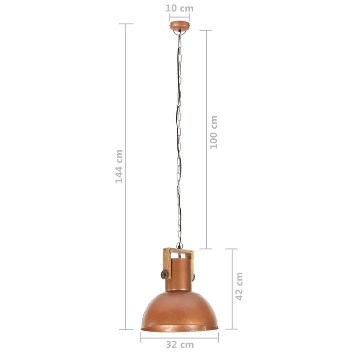 Lampe suspendue industrielle 25 W Cuivre Rond Manguier 32cm E27 - Photo n°11