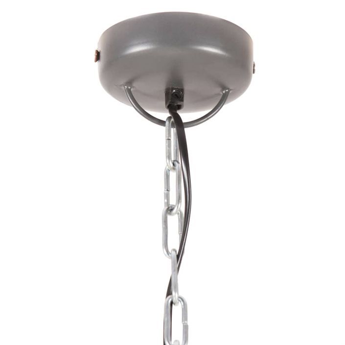 Lampe suspendue industrielle Gris Fer et bois solide 40 cm E27 - Photo n°6