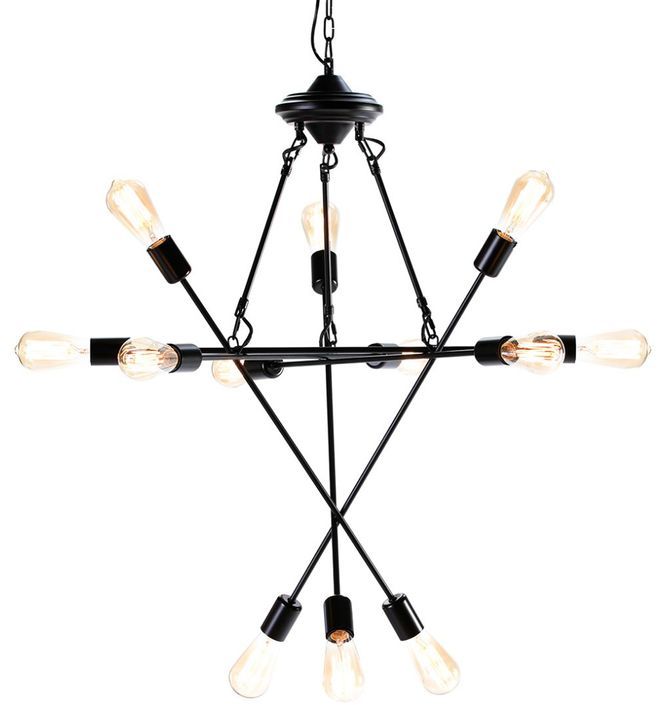 Lampe suspension 12 branches métal noir Gary L 73 x H 92 x P 73 cm - Photo n°1
