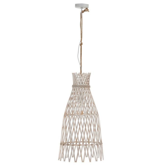 Lampe suspension bambou blanc Azura H 63 cm - Photo n°1