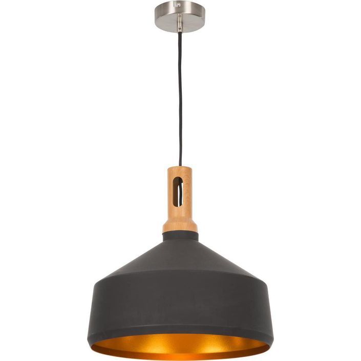 Lampe suspension métal noir et doré Serra - Photo n°1