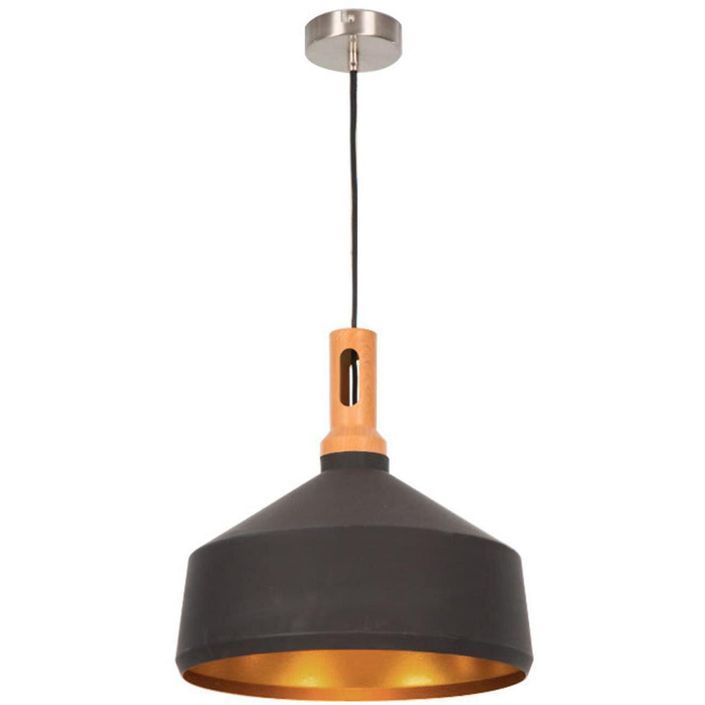 Lampe suspension métal noir et doré Serra - Photo n°2