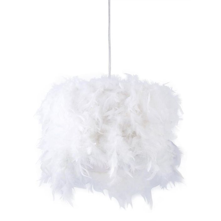 Lampe suspension plumes blanches Derick - Photo n°1