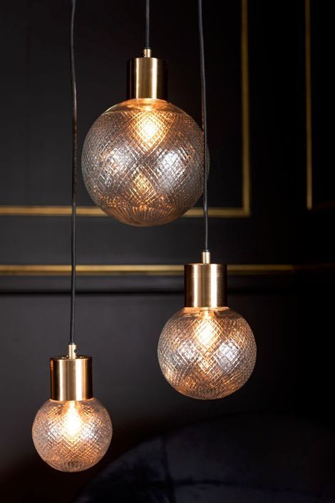 Lampe suspension verre et métal doré ysarg H 170 cm - Photo n°3