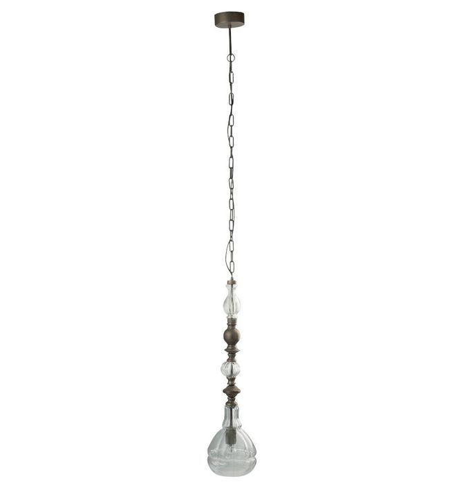 Lampe suspension verre et métal gris Jibel - Photo n°1