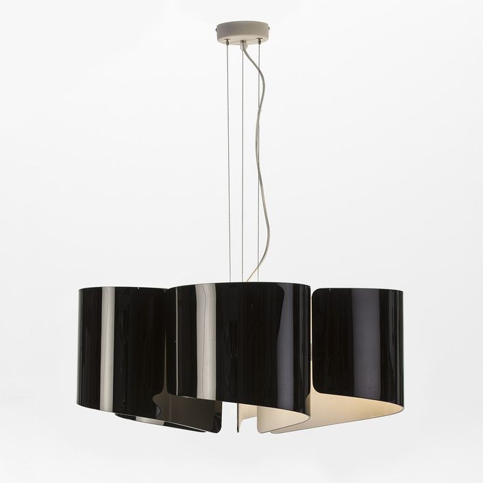 Lampe suspension verre noir et métal blanc Lailou H 120 cm - Photo n°1