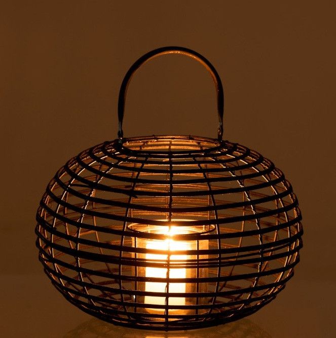 Lanterne ronde bambou noir mat Cintee H 22 cm - Photo n°3