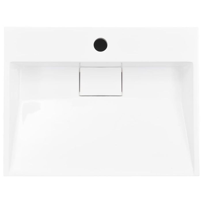 Lavabo 50x38x13 cm Fonte minérale/marbre Blanc - Photo n°4