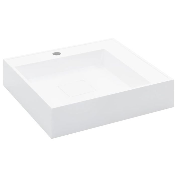 Lavabo 50x50x12,3 cm Fonte minérale/marbre Blanc - Photo n°2