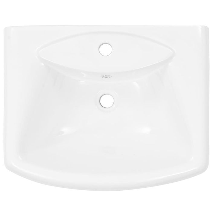 Lavabo autoportant avec socle Céramique Blanc 580x470x200 mm - Photo n°5