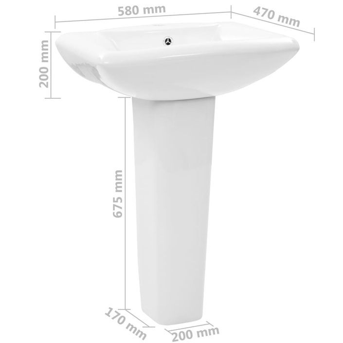 Lavabo autoportant avec socle Céramique Blanc 580x470x200 mm - Photo n°7