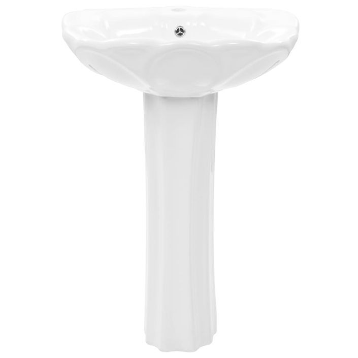 Lavabo autoportant avec socle Céramique Blanc 580x510x200 mm - Photo n°5