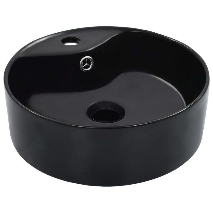 Lavabo avec trop-plein 36x13 cm Céramique Noir - Photo n°1