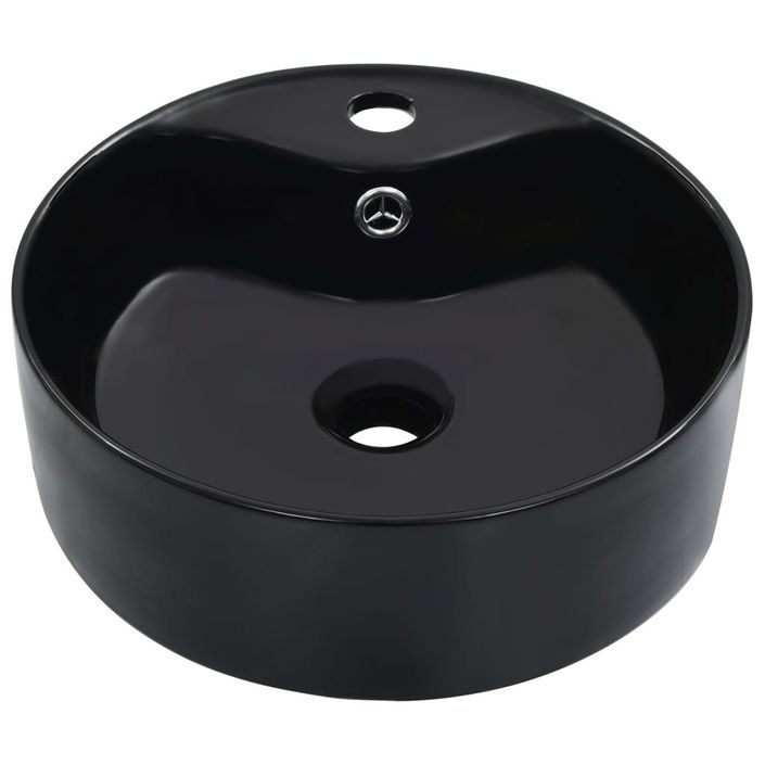 Lavabo avec trop-plein 36x13 cm Céramique Noir - Photo n°2