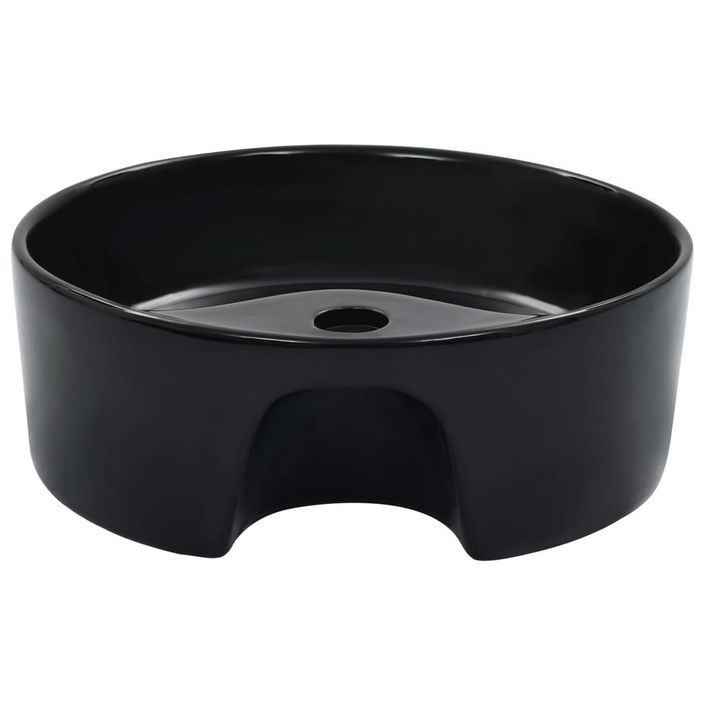 Lavabo avec trop-plein 36x13 cm Céramique Noir - Photo n°3