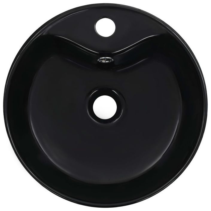 Lavabo avec trop-plein 36x13 cm Céramique Noir - Photo n°4