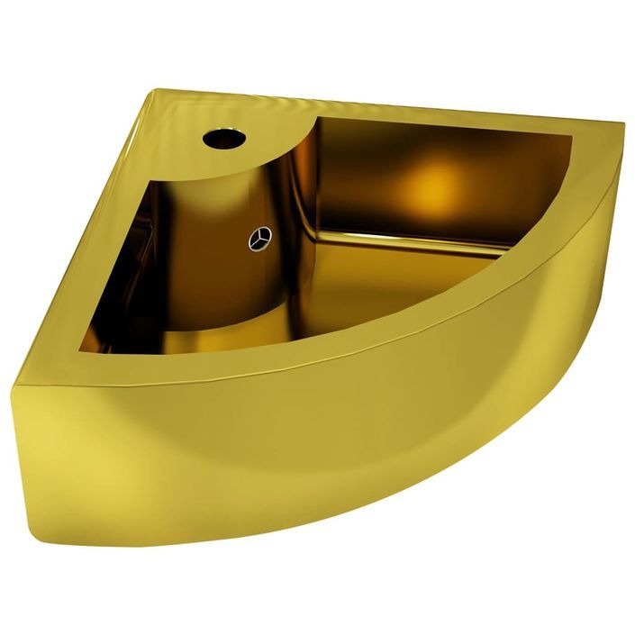 Lavabo avec trop-plein 45x32x12,5 cm Céramique Doré - Photo n°1