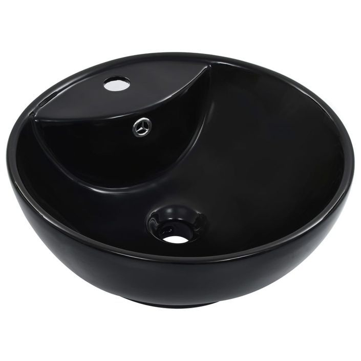 Lavabo avec trop-plein 46,5 x 18 cm Céramique Noir - Photo n°1