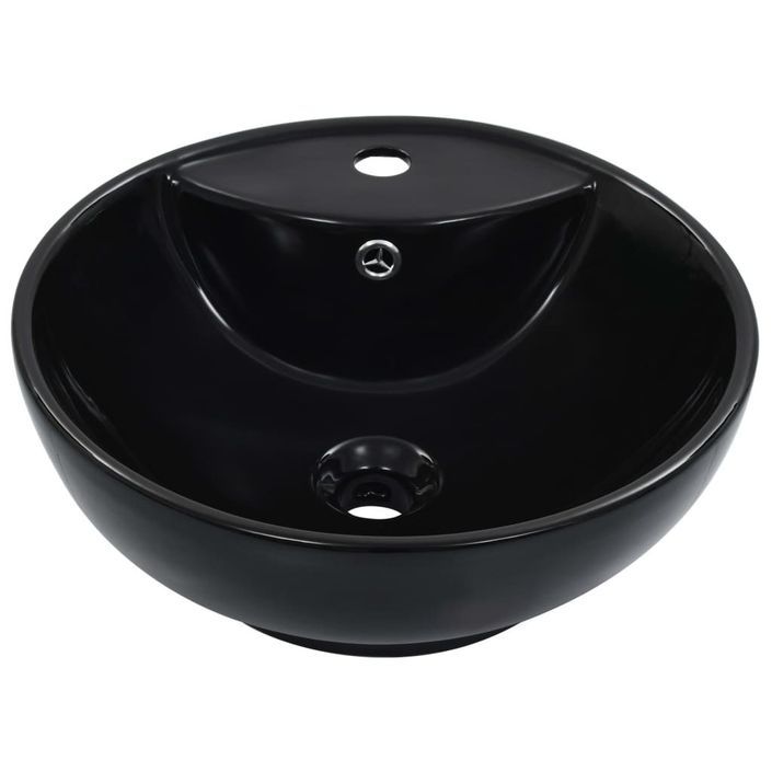 Lavabo avec trop-plein 46,5 x 18 cm Céramique Noir - Photo n°2