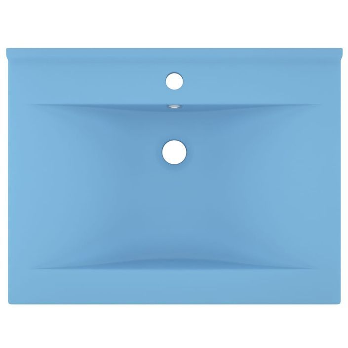 Lavabo avec trou de robinet Bleu clair mat 60x46 cm Céramique - Photo n°3