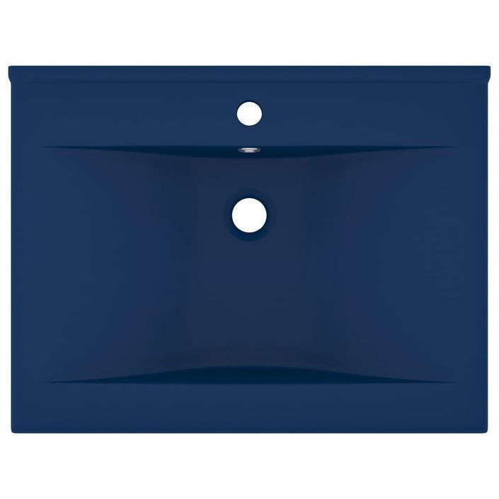 Lavabo avec trou de robinet Bleu foncé mat 60x46 cm Céramique - Photo n°3