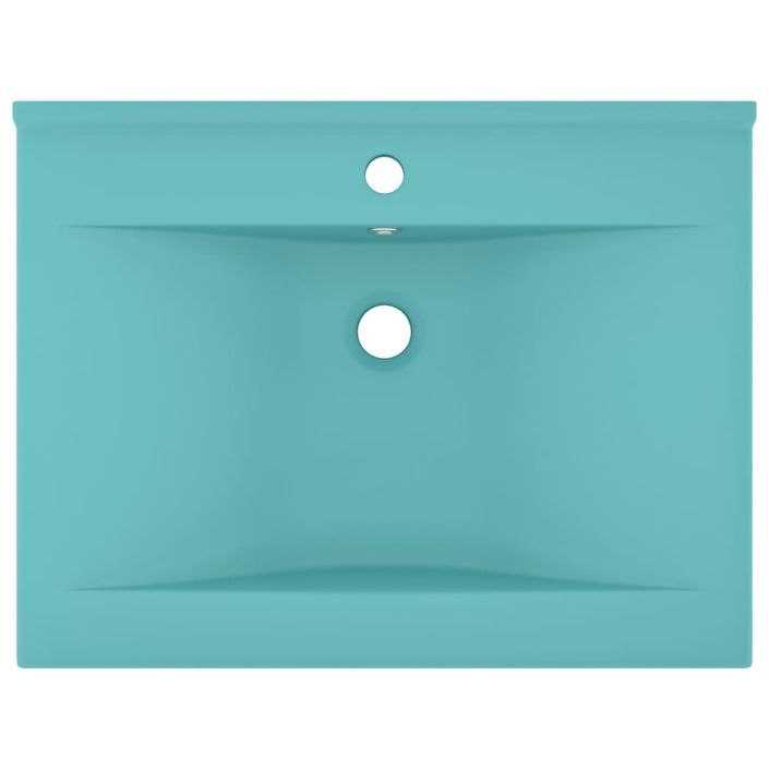 Lavabo avec trou de robinet Vert clair mat 60x46 cm Céramique - Photo n°3